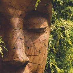 JARDINEX - Statue visage métal mosaïque 108 cm - brun