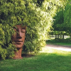 JARDINEX - Statue visage métal mosaïque 108 cm - brun