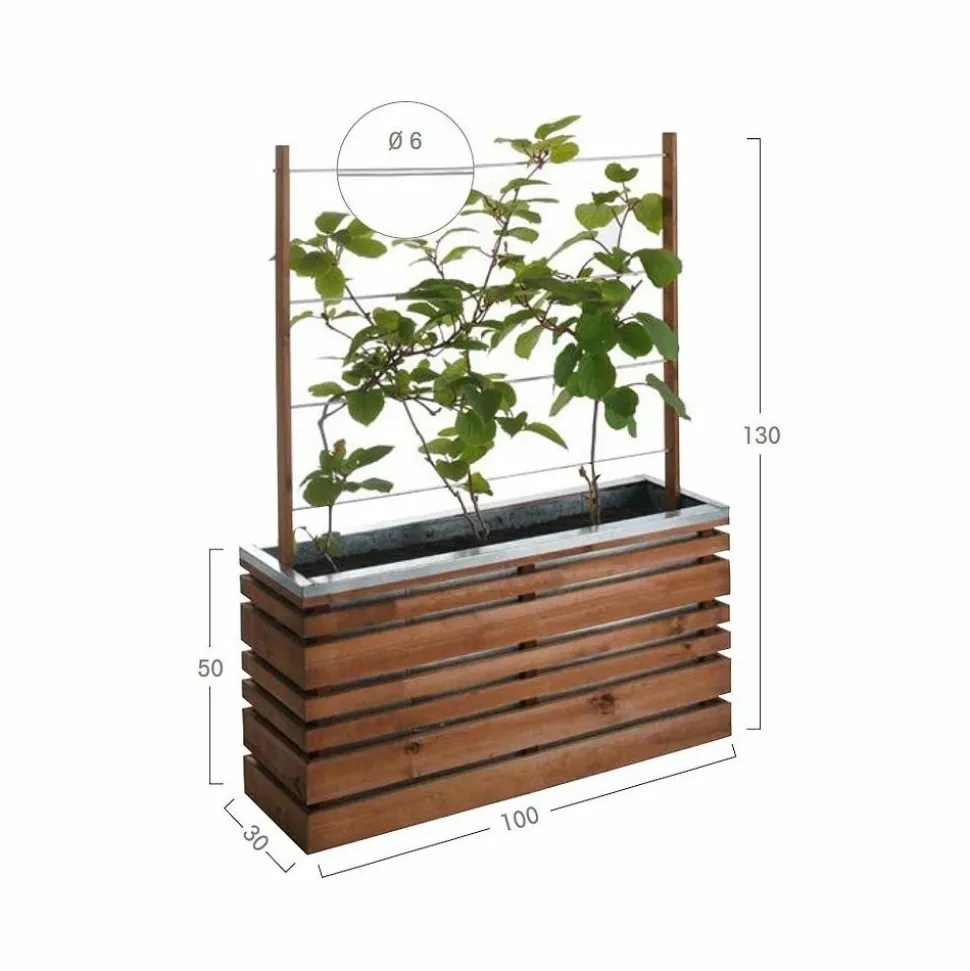 JARDIPOLYS - Bac à fleurs 110 litres lign z avec treillis