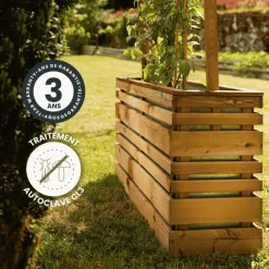 JARDIPOLYS - Bac à fleurs 110 litres lign z avec treillis