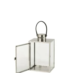 JOLIPA - Lanterne rectangulaire metal/verre argent