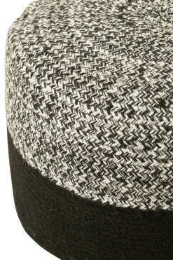 JOLIPA - Pouf miami ligne extérieur en résine noir et blanc
