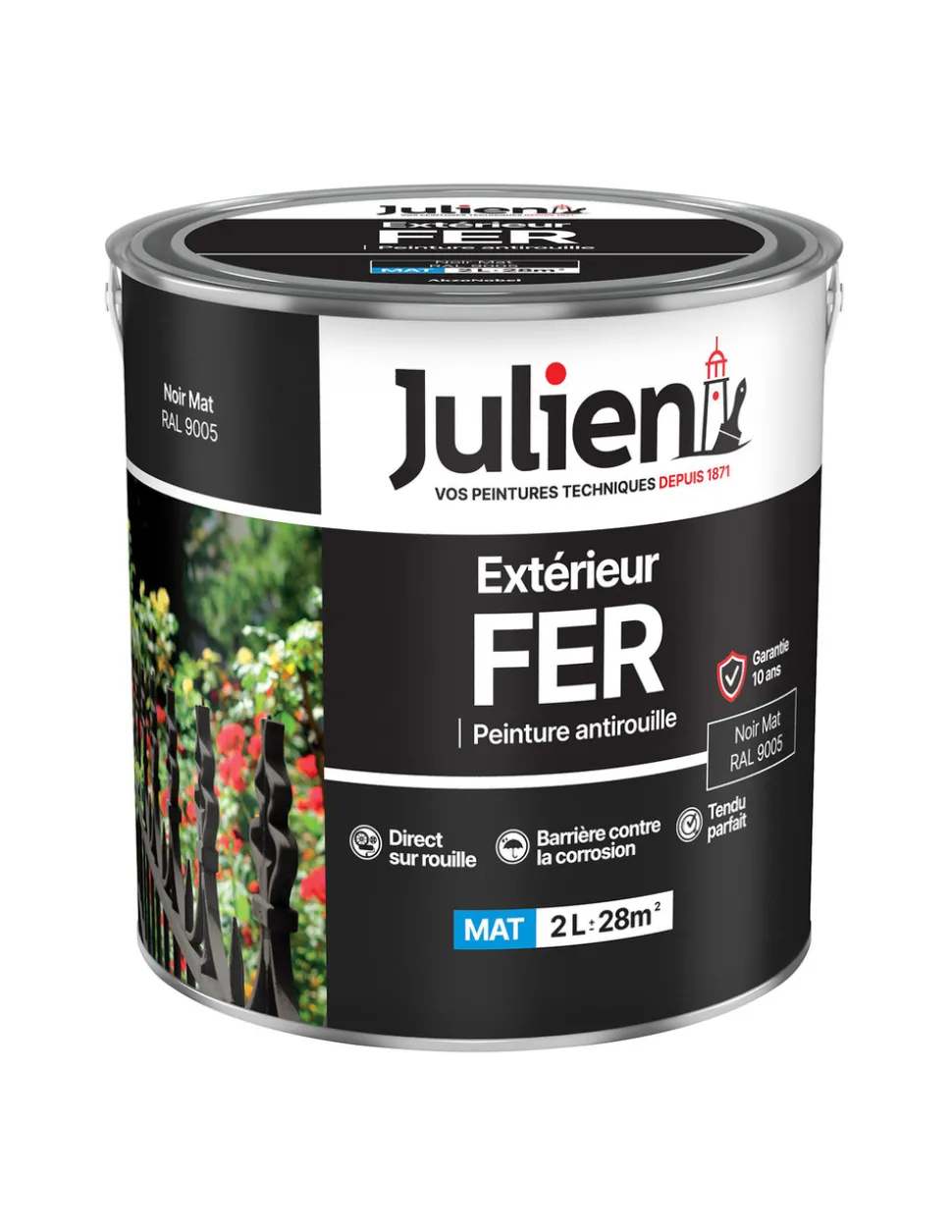 JULIEN - Peinture extérieur fer antirouille noir mat - julien