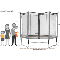 KANGUI - Kangui - trampoline de jardin 244 cm + filet de sécurité jumpi vert/noir 250