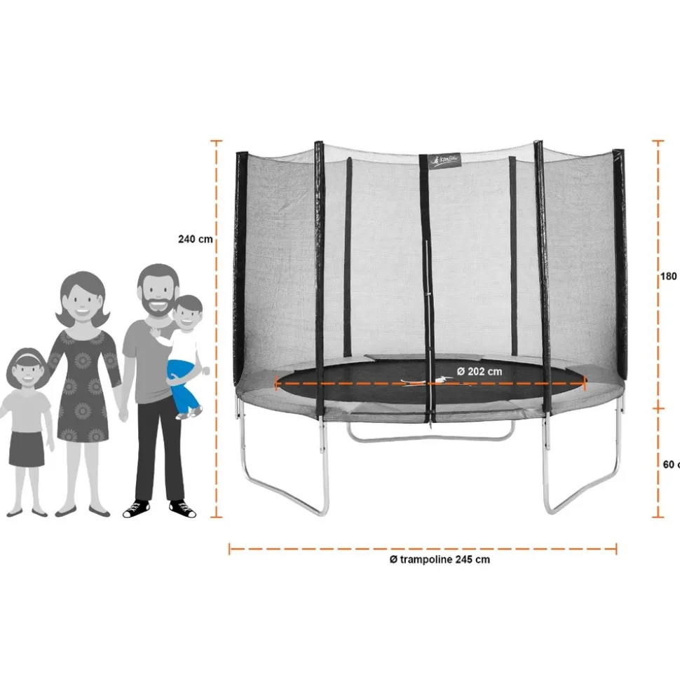 KANGUI - Kangui - trampoline rond ø250cm avec filet de sécurité - ralli 250