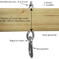 KANGUI - Lot de 2 crochets avec mousquetons pour agrès