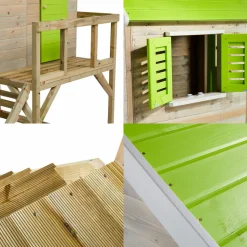 KANGUI - Maison de jardin enfant extérieur - cabane en bois avec plateforme - toit étanch