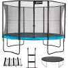 KANGUI - Trampoline 430 cm + filet + échelle + bâche + kit ancrage punchi bleu