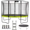 KANGUI - Trampoline 365 cm + filet + échelle + bâche + kit ancrage punchi vert.