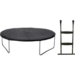 KANGUI - Trampoline 430 cm + filet de sécurité + échelle + bâche jumpi taupe/vert