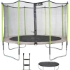 KANGUI - Trampoline 360 cm + filet de sécurité + échelle + bâche jumpi taupe/vert 360