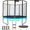 KANGUI - Trampoline 305 cm + filet + échelle + bâche + kit ancrage punchi bleu