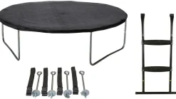 KANGUI - Trampoline 305 cm + filet + échelle + bâche + kit ancrage punchi bleu