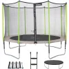 KANGUI - Trampoline 365 cm + filet + échelle + bâche + kit d'ancrage jumpi taupe/vert 360