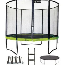 KANGUI - Trampoline 305 cm + filet + échelle + bâche + kit ancrage punchi vert