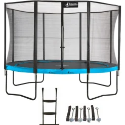 KANGUI - Trampoline de jardin rond 430 cm + filet de sécurité + échelle + kit ancrage | p
