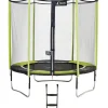 KANGUI - Trampoline de jardin 244 cm + filet de sécurité + échelle jumpi vert/noir 250