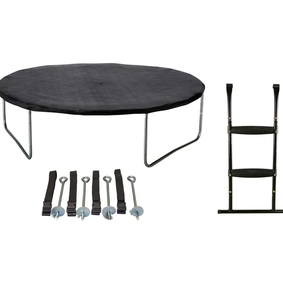 KANGUI - Trampoline de jardin 244 cm + filet de sécurité + échelle + bâche de protection