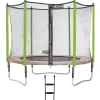 KANGUI - Trampoline de jardin 305 cm + filet de sécurité + échelle jumpi taupe/vert 300