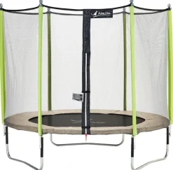 KANGUI - Trampoline de jardin 305 cm + filet de sécurité jumpi taupe/vert 300