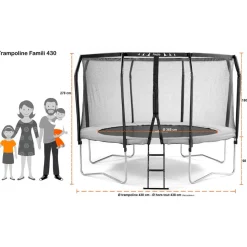 KANGUI - Trampoline de jardin rond ø426cm avec filet de sécurité + échelle - fabrication