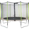 KANGUI - Trampoline de jardin 426 cm + filet de sécurité jumpi taupe/vert 430