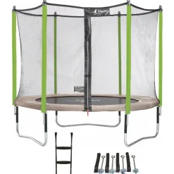 KANGUI - Trampoline de jardin 305 cm + filet de sécurité + échelle + kit d'ancrage jumpi