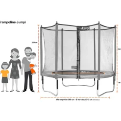 KANGUI - Trampoline de jardin 305 cm + filet de sécurité + échelle + kit d'ancrage jumpi