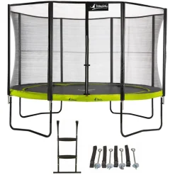 KANGUI - Trampoline de jardin rond 430 cm + filet de sécurité + échelle + kit ancrage | p