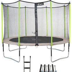 KANGUI - Trampoline de jardin 426 cm + filet de sécurité + échelle + kit d'ancrage jumpi