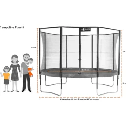 KANGUI - Trampoline de jardin 426 cm + filet de sécurité + échelle + kit d'ancrage jumpi