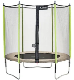 KANGUI - Trampoline de jardin 244 cm + filet de sécurité jumpi taupe/vert 250