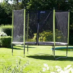 KANGUI - Trampoline de jardin 244 cm + filet de sécurité jumpi taupe/vert 250