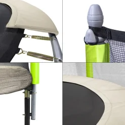 KANGUI - Trampoline de jardin 244 cm + filet de sécurité jumpi taupe/vert 250