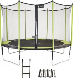 KANGUI - Trampoline de jardin 426 cm + filet de sécurité + échelle + kit d'ancrage jumpi