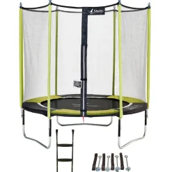 KANGUI - Trampoline de jardin 244 cm + filet de sécurité + échelle + kit d'ancrage jumpi