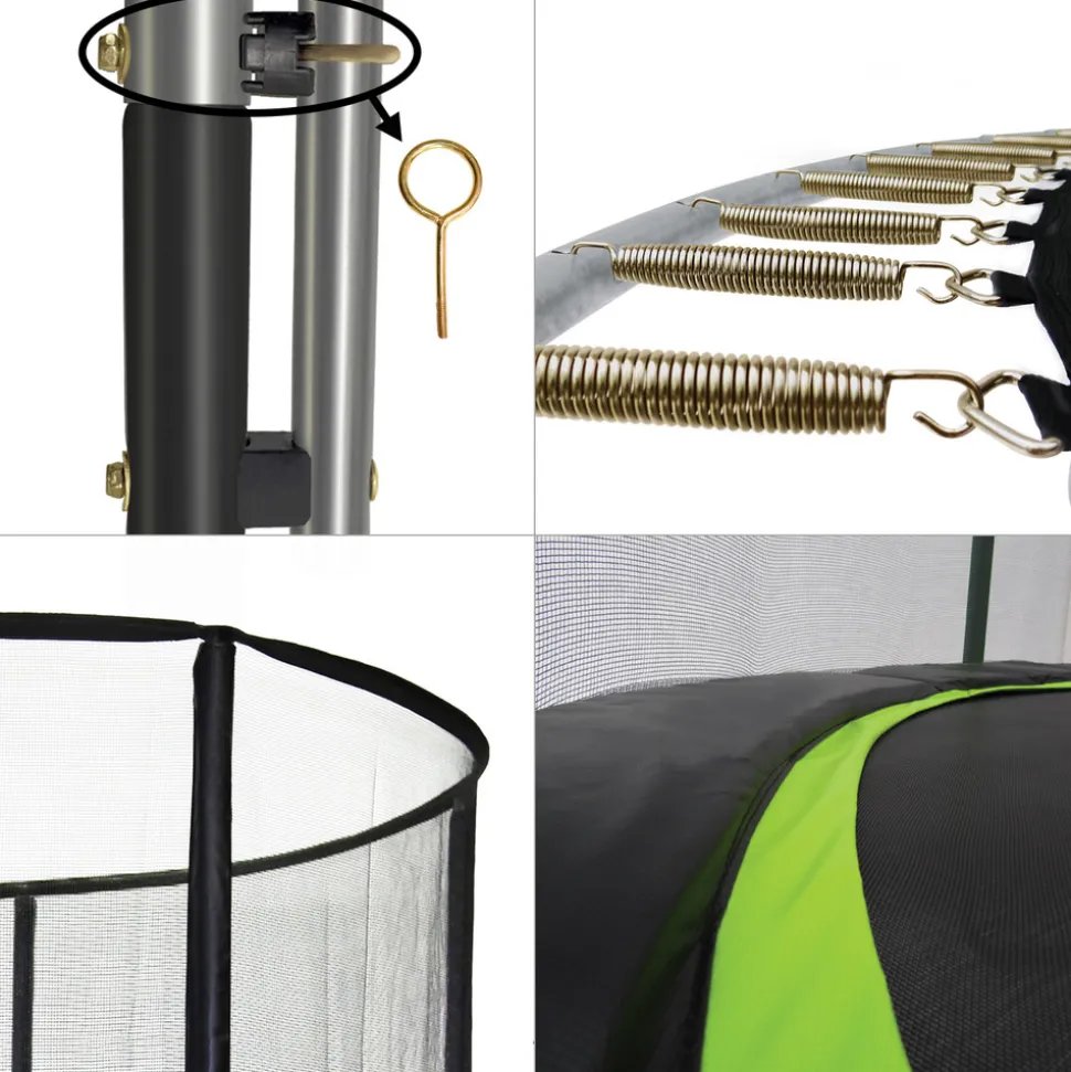 KANGUI - Trampoline de jardin rond 305 cm + filet de sécurité + échelle + bâche de protec