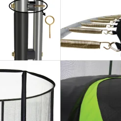 KANGUI - Trampoline de jardin rond 430 cm + filet de sécurité + échelle + bâche de protec
