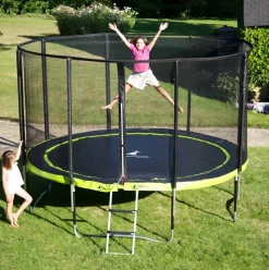 KANGUI - Trampoline de jardin rond 430 cm + filet de sécurité + échelle + bâche de protec