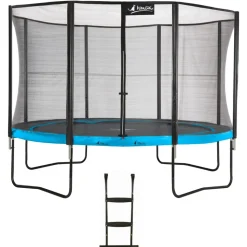 KANGUI - Trampoline de jardin rond 430 cm + filet de sécurité + échelle | punchi bleu 430