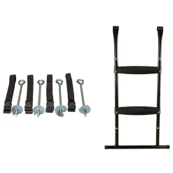 KANGUI - Trampoline de jardin 244 cm + filet de sécurité + échelle + kit d'ancrage jumpi