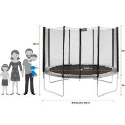 KANGUI - Trampoline rond ø360cm avec filet, échelle, bâche et kit ancrage - ralli 360