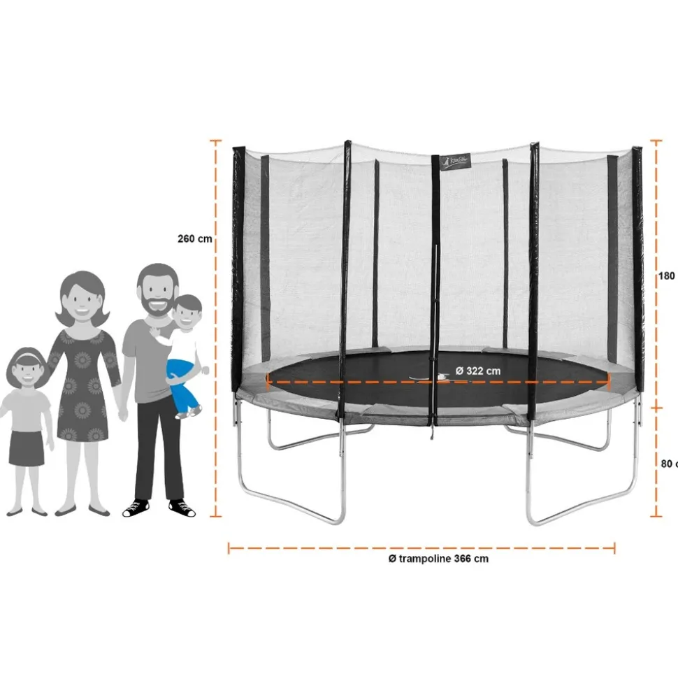 KANGUI - Trampoline rond ø360cm avec filet, échelle, bâche et kit ancrage - ralli 360