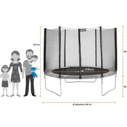 KANGUI - Trampoline rond ø250cm avec filet, échelle, bâche et kit ancrage - ralli 250