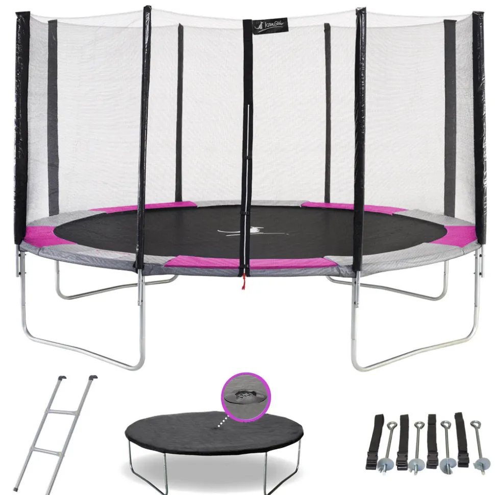 KANGUI - Trampoline rond ø430cm avec filet, échelle, bâche et kit ancrage - ralli 430