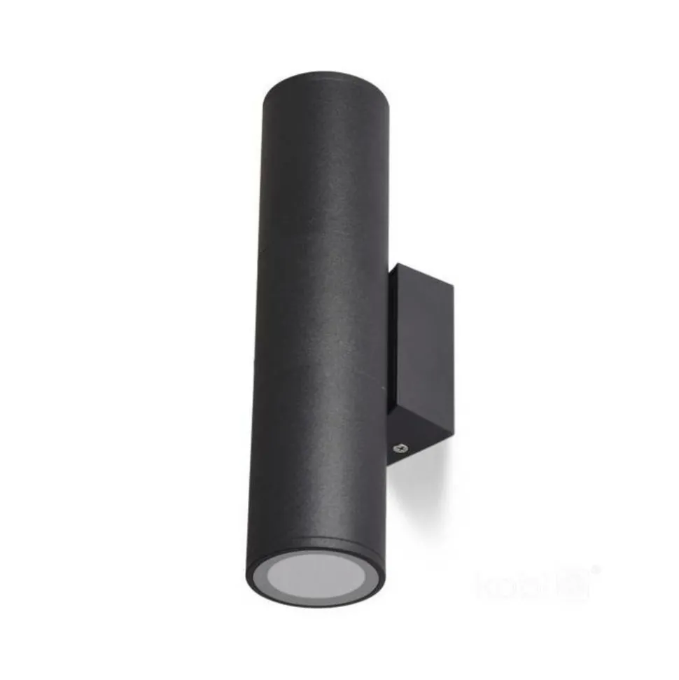 KOBI - Applique murale cylindrique noir design éclairage haut /bas ip54 extérieur pour ampoule gu10