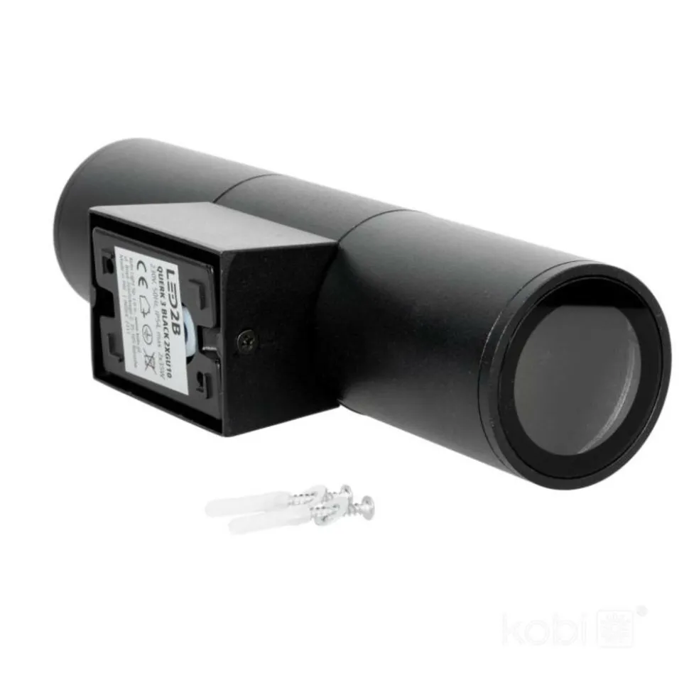 KOBI - Applique murale cylindrique noir design éclairage haut /bas ip54 extérieur pour ampoule gu10