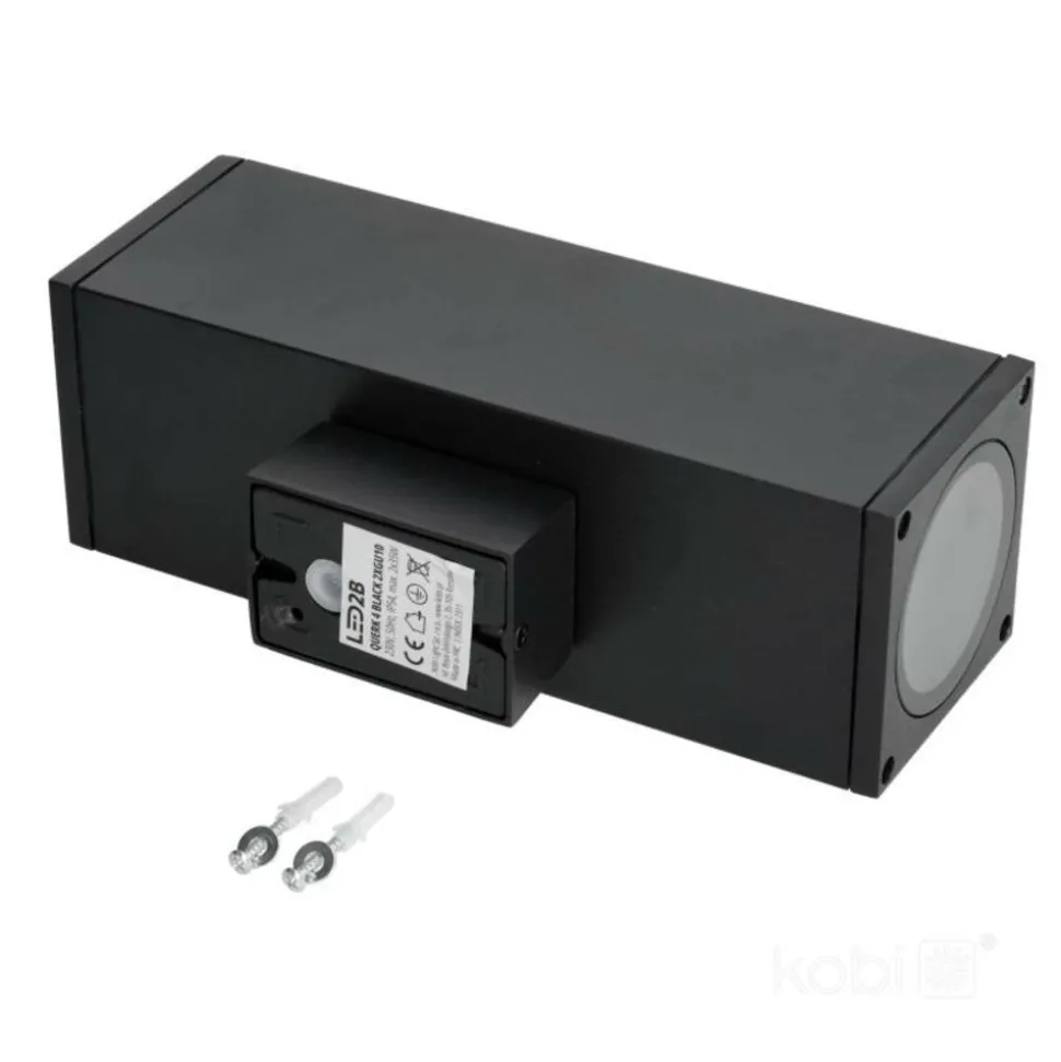 KOBI - Applique murale noir rectangle design haut / bas ip54 extérieur pour ampoule gu10