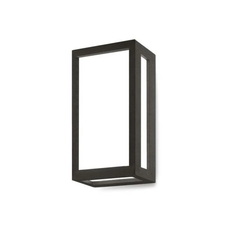 KOBI - Applique murale rectangle anthracite 10w 4000k + diffuseur blanc 205mm ip54 extérieur