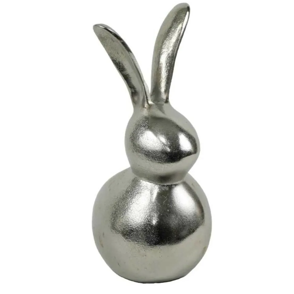 LA GRANDE PRAIRIE - Basil lapin décoratif argenté 13x10x23cm